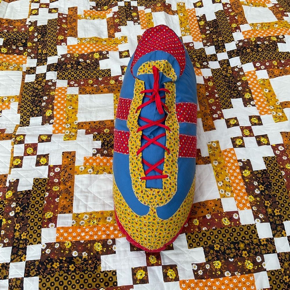 Vintage 70s Kids Decor Large 21” Tennis Shoe Sneaker Plush Pillow - Picture 6 of 10